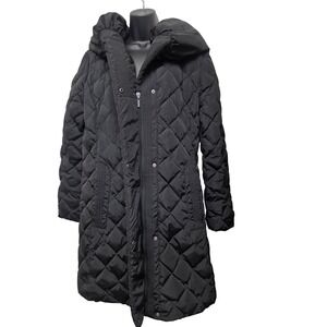 Garllery Black Midnight Quilted Hooded keen lent Puffer Coat Jacket Women's Sz L